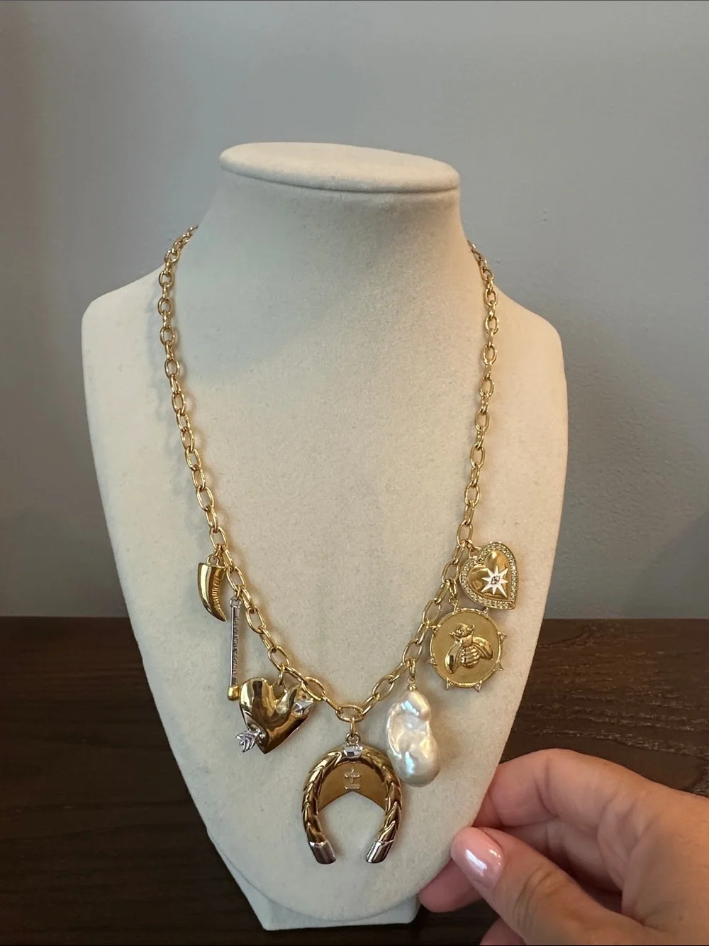 HART Gold Charm Statement Necklace with Pearl Accent - Women Jewelry